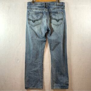 GUESS Mens Button Fly Straight Leg Jeans Sz 34x30 Embroidered